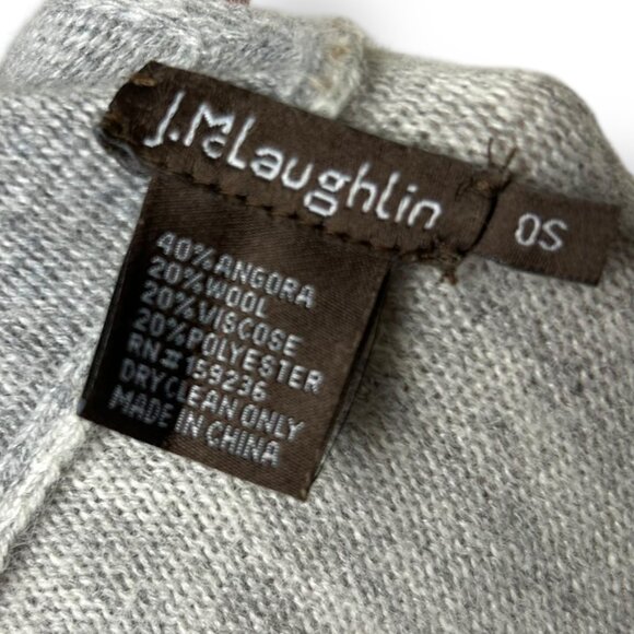 J. McLaughlin Color Block Wrap Poncho Shawl Gray Tan Angora Wool Blend Sz OS - Picture 7 of 7